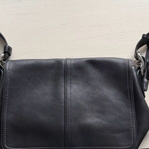 Vintage Black Leather Shoulder Bag